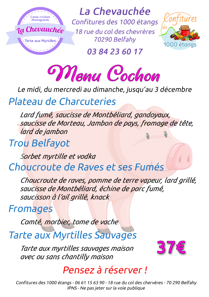 La Chevauchée - 70290 Belfahy - Menu cochon